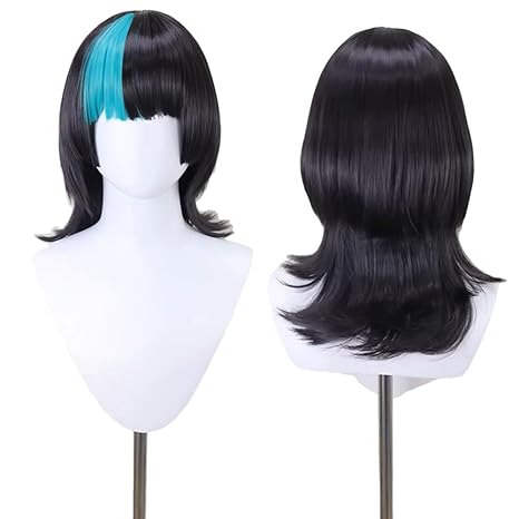 Anime Cosplay Blue Hair - อะนิเมะคิราระ โฮชิวิกผมสีฟ้าและสีดำผมหยิกขนาดกลางพร้อมหน้าม้าปาร์ตี้ฮาโลวีนคอสเพลย์อุปกรณ์เสริม